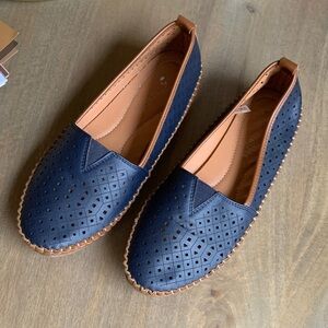 Patrizia Spring Step Navy and Tan Perforated Loafers